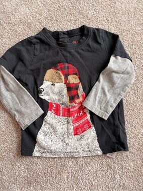 Joe Fresh Black Long-Sleeve Polar Bear Top